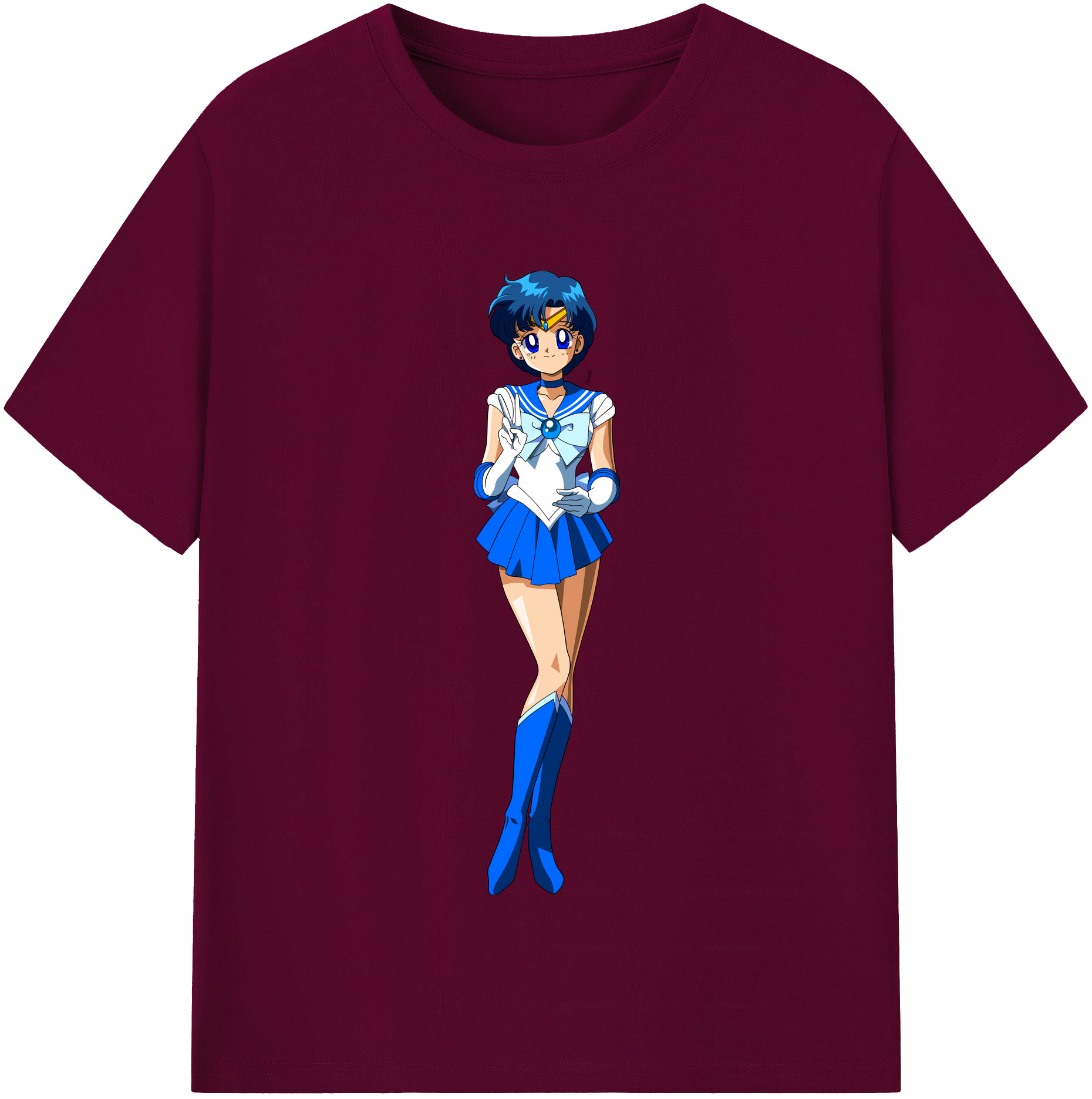 （画像用） 美少女戦士セーラームーン 水野 亜美 みずの あみ Sailor Moon Mizuno Ami レディースカジュアルプリントTシャツ（綿100％）